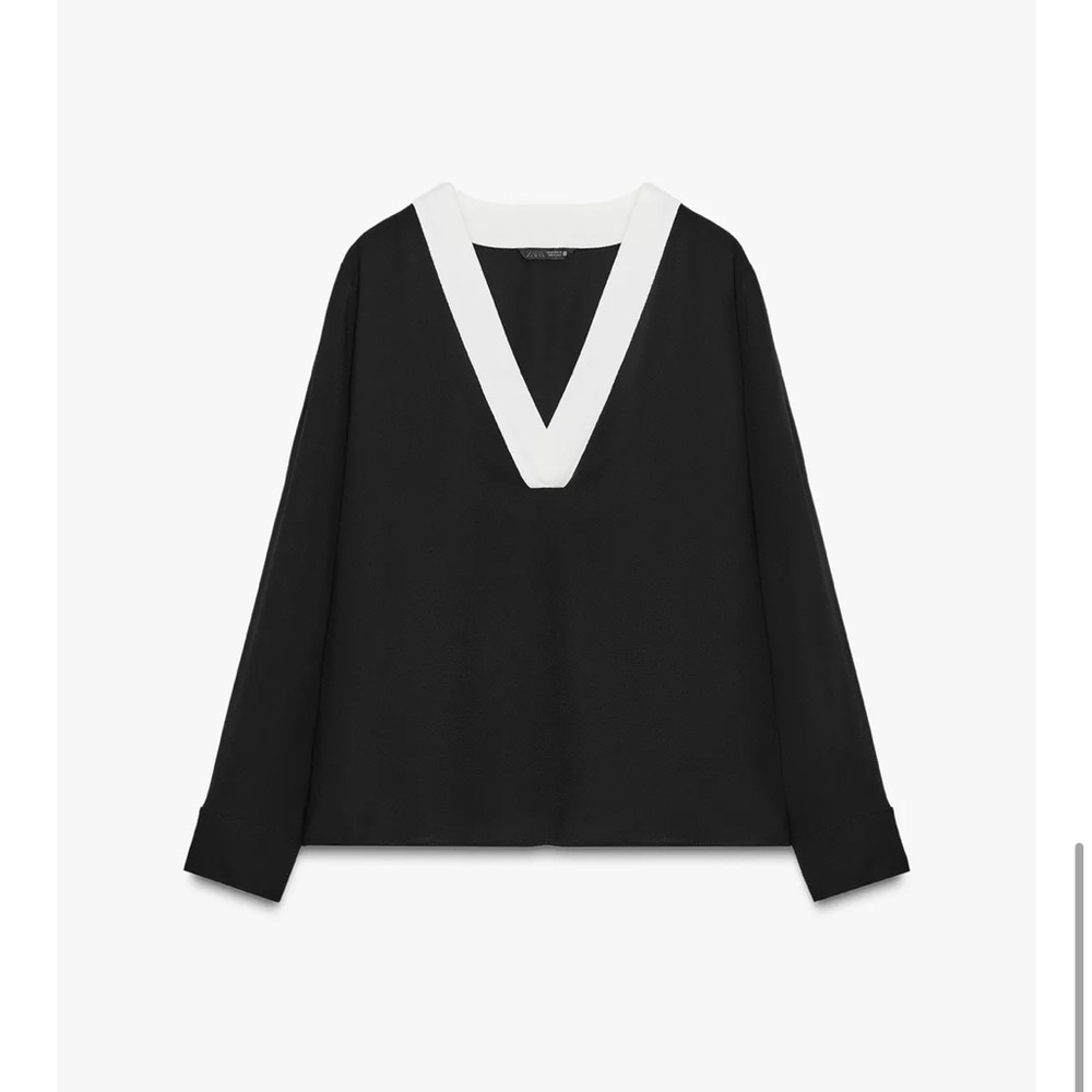 Zara Black and Cream Blouse